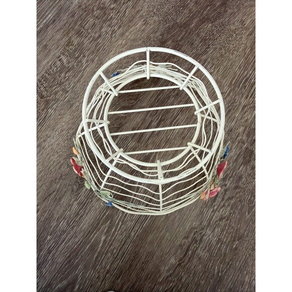 Pfaltzgraff Metal Wire Fruit Basket Floral Painted Cottagecore Vintage Kitchen - Picture 6 of 9